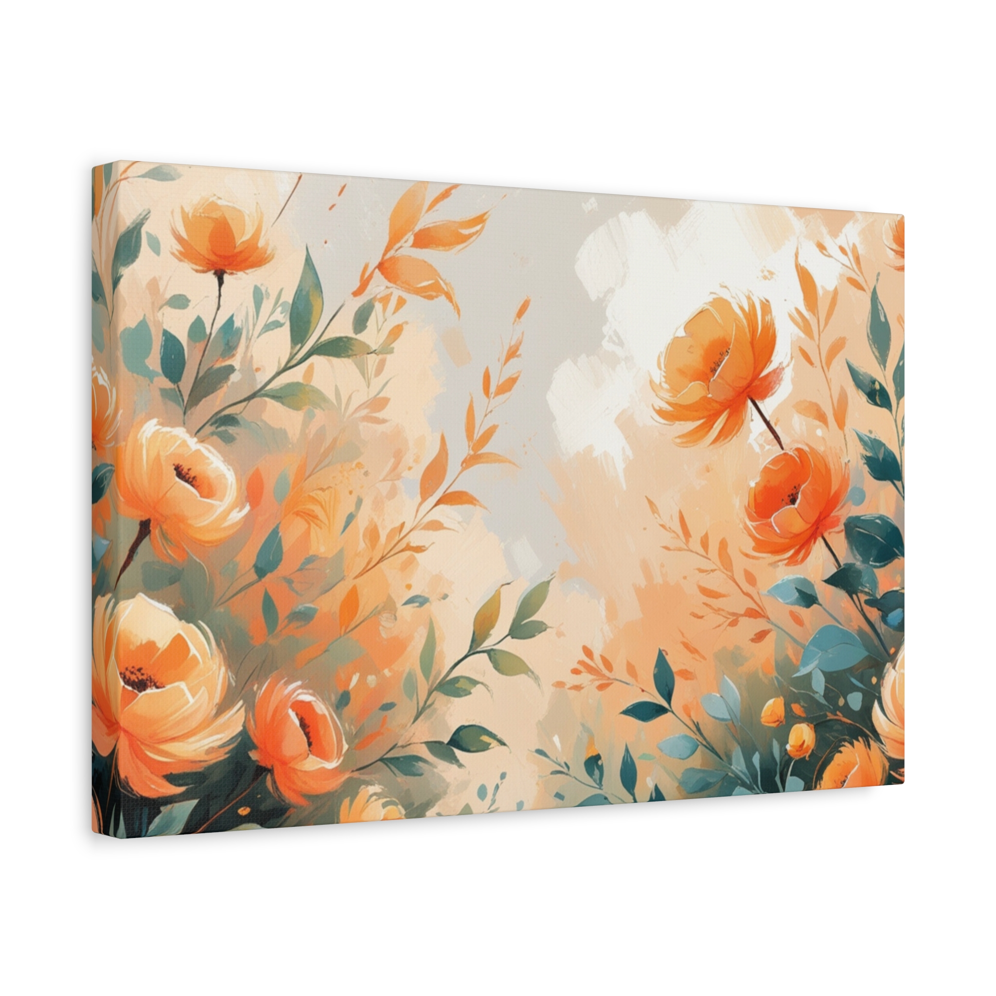 Floral Canvas Wall Art – Vibrant Orange Blooms | 18″ x 12″ Horizontal - Image 2