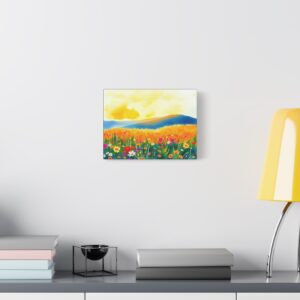 Vibrant Floral Landscape Canvas Art – 12″ x 9″ | Colorful Wildflower Wall Decor