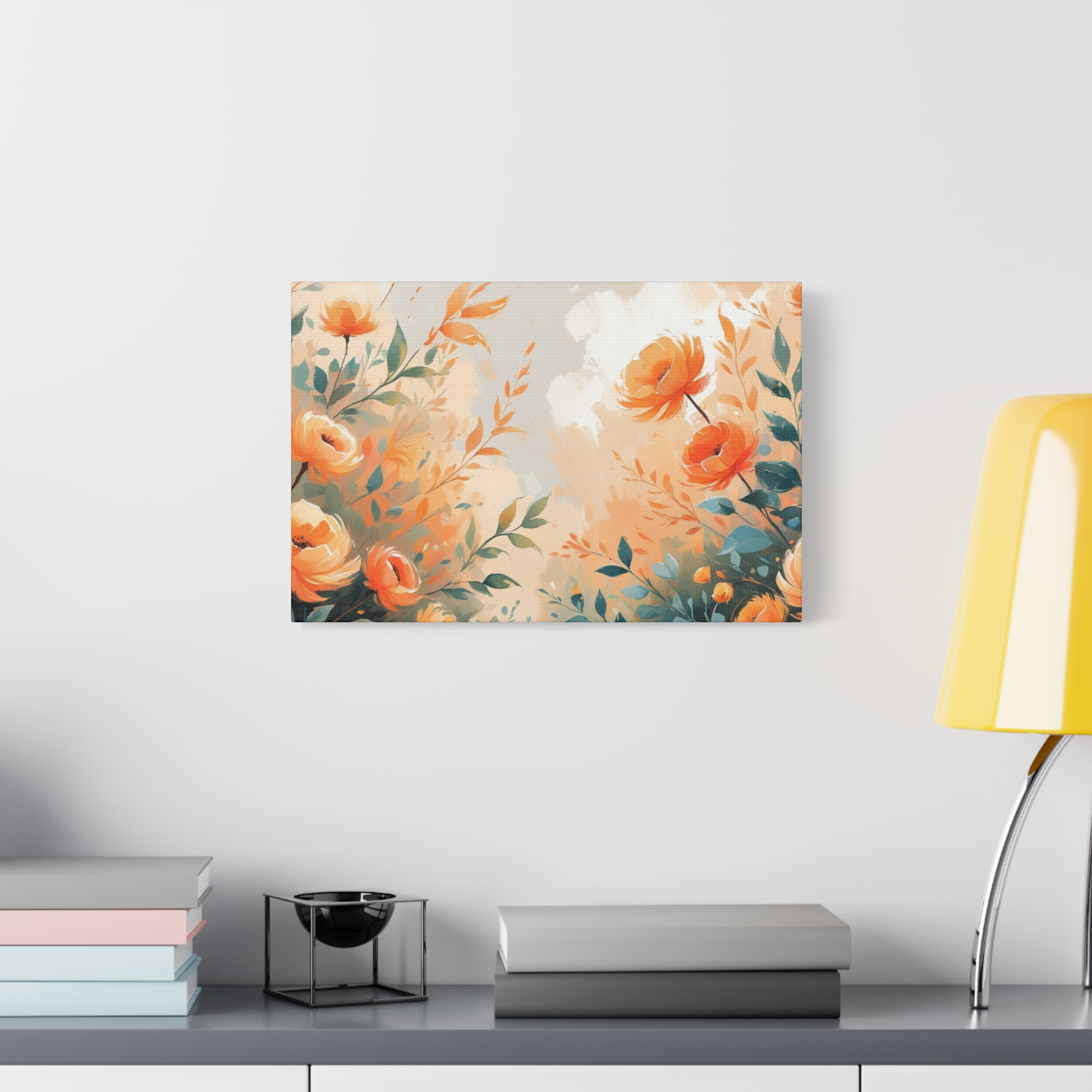 Floral Canvas Wall Art – Vibrant Orange Blooms | 18″ x 12″ Horizontal
